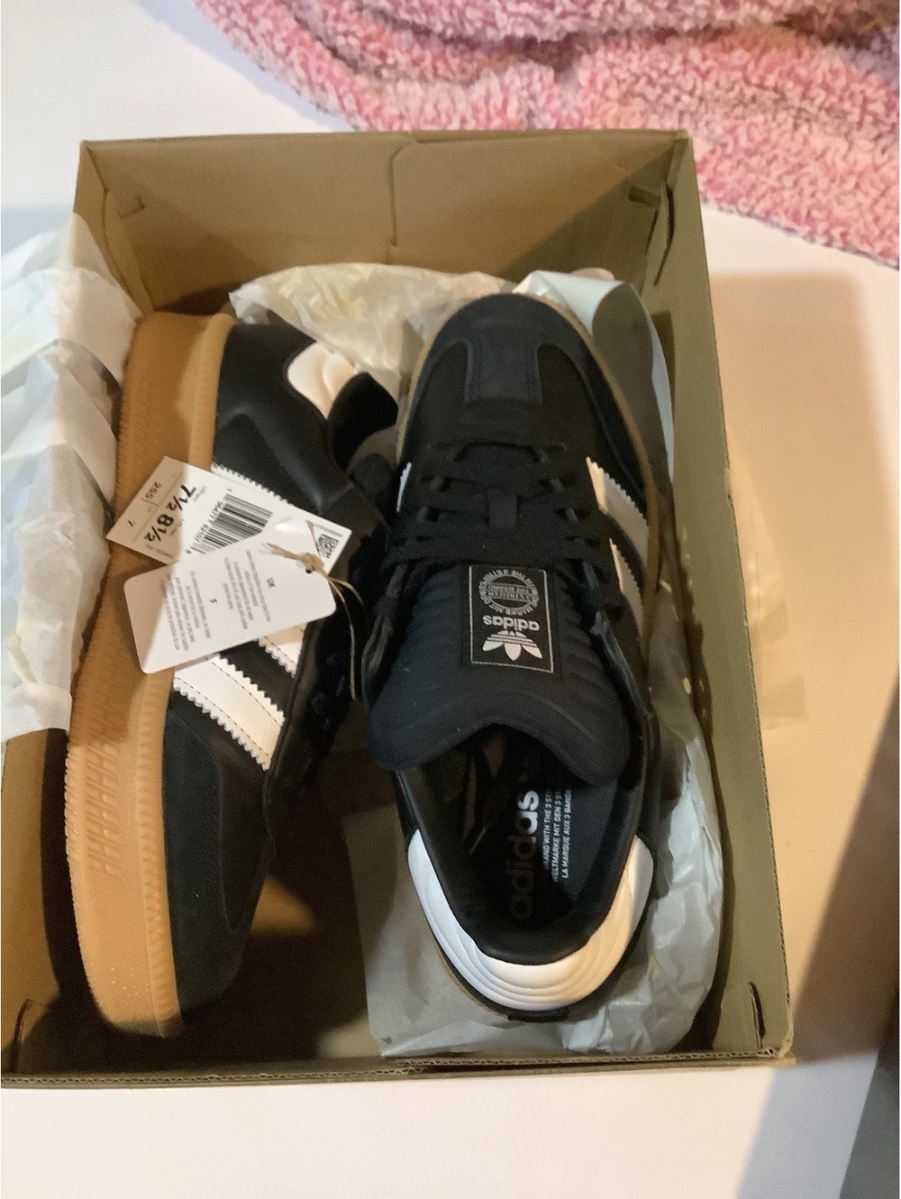 Adidas Samba XLG Black White Gum Sole Sneakers Size 7.5 US Men and women 8.5